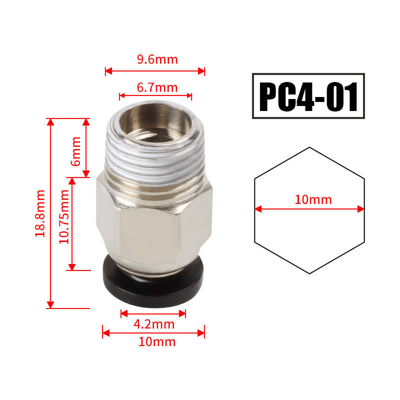 10 Stück/Set PC4-M10 Pneumatis – Ptfe Tape Thread Bewertung und Preis